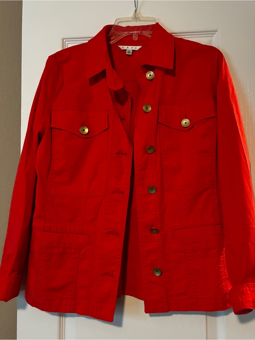 CAbi Bright Red Button-Front Jacket